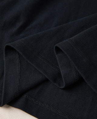 1930s 10.5 oz Cotton Loopwheel Tubular Henley Shirt - Black