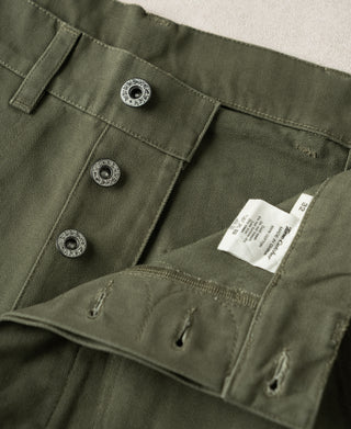 1940s USN-Inspired Herringbone Deck Trousers - Olive