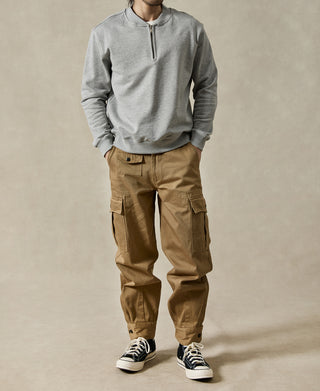 Vintage Baseball Collar Quarter-Zip Sweatshirt - Gray