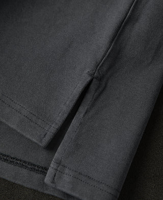 side slit detail of Vintage Black Sun-Washed Cotton Long Sleeve T-Shirt