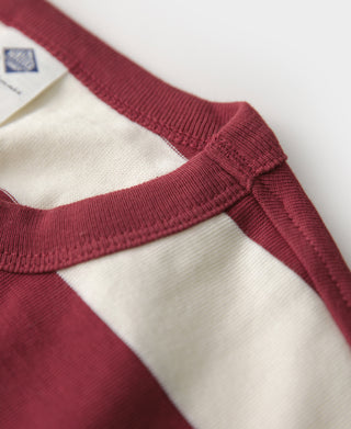 Breites gestreiftes T-Shirt aus schwerer Baumwolle – Rot/Aprikose