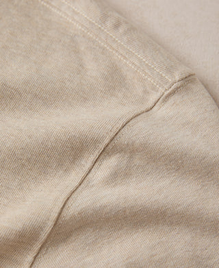 1930s 10.5 oz Cotton Loopwheel Tubular Henley Shirt - Oatmeal