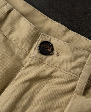 button detail of Classic Fit Two-pleated Chino - Khaki