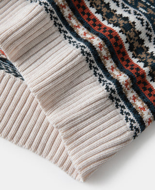 Fair Isle Wool Blend Knit Vest - Cream White