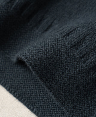 Mock Neck Pure Wool Guernsey Sweater - Dark Blue