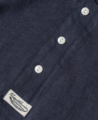 Side Closing Short Sleeve Henley T-Shirt - Navy