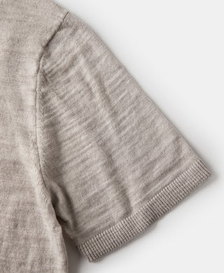Lightweight Slub Cotton Knit Polo - Oatmeal