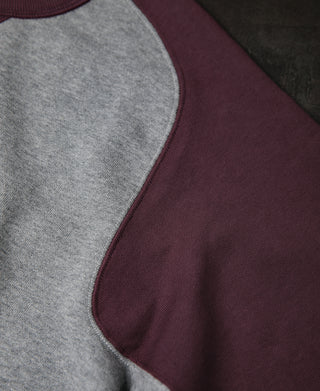 14 oz Contrast-Tipped Loopwheel Crewneck Sweatshirt - Red/Gray