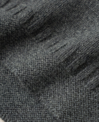 Mock Neck Pure Wool Guernsey Sweater - Gray