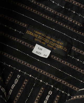 1940s Jacquard Stripe Work Shirt - Black