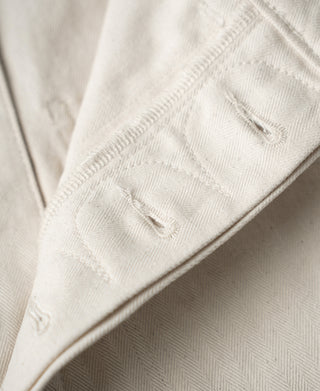 1940s USN-Inspired Herringbone Deck Trousers - White