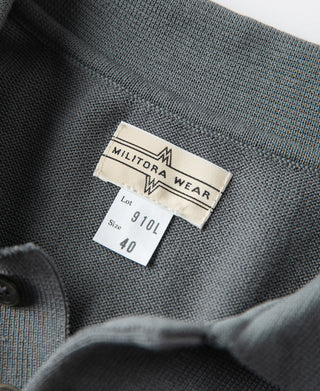 Lot 910L Long Sleeve Knitted Polo Shirt - Gray