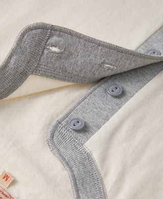 9.3 oz Cotton Tubular Henley T-Shirt - Gray/Apricot