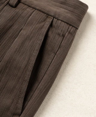 1930s Herringbone Double Pleated Trousers