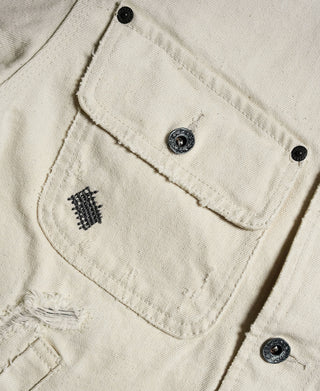 15.5 oz Ecru Selvedge Denim Repair Trucker Jacket