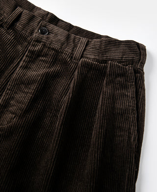 1960s Double Pleated Corduroy Trousers - Brown