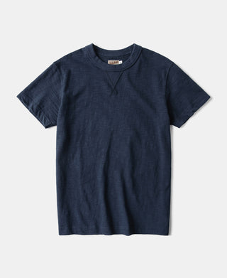 Schweres Schlauch-T-Shirt mit Zwickel aus US-Baumwolle – Indigo