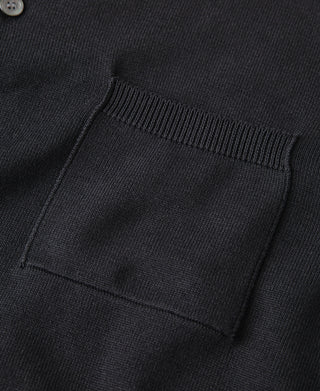 Lot 910L Long Sleeve Knitted Polo Shirt - Black