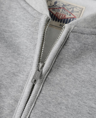 Racing-Sweatshirt aus schwerem Fleece mit halbem Reißverschluss – Grau