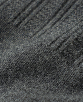 Mock Neck Pure Wool Guernsey Sweater - Gray