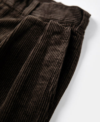 1960s Double Pleated Corduroy Trousers - Brown