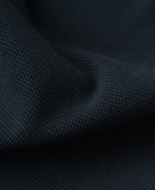 Cotton Blend Waffle Long Sleeve T-shirt - Navy
