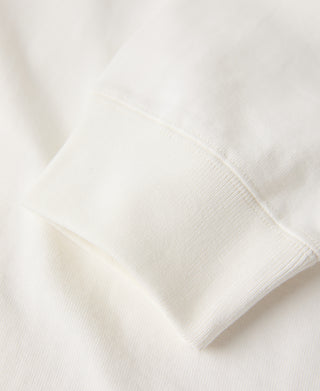 1930s 10.5 oz Cotton Loopwheel Tubular Henley Shirt - White