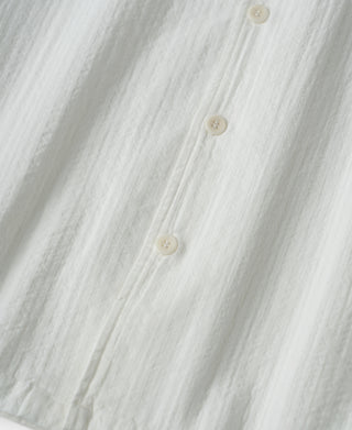 button detail of Italian Collar Salt-Shrunk Shirt - White