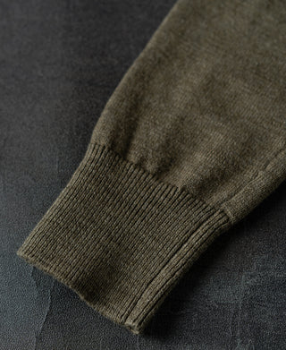 Slub Cotton Long Sleeve Knit Polo - Olive