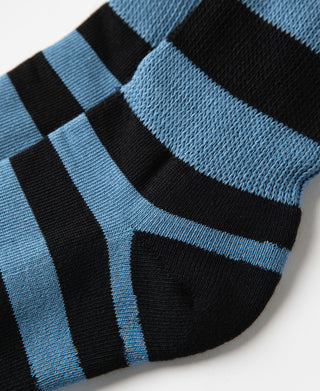 Retro Striped Cotton Socks - Black/Blue