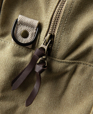 zip detail of Cotton Canvas Crossbody Messenger Bag