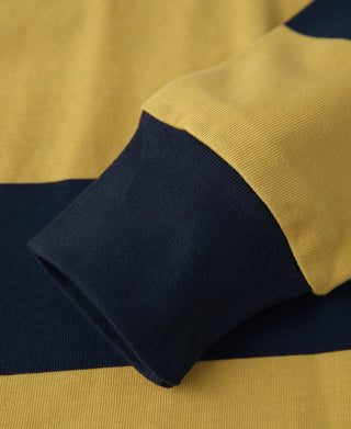 Classic Fit Striped Jersey Rugby Shirt - Yellow/ Navy