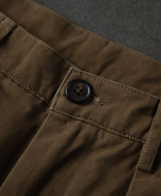 closure detail of Classic Fit Two-pleated Chino - Brown