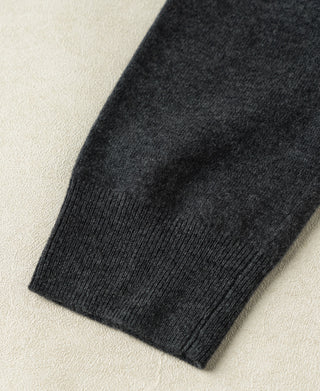Heather gray merino wool mock neck sweater, ribbed cuff and hem