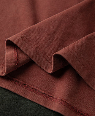 hem detail of Clay Sun-Washed Cotton Long Sleeve T-Shirt