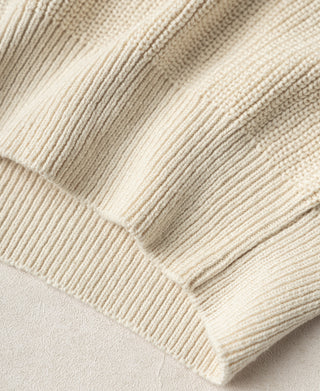 Rib & Seed-Stitch US Cotton Knit Sweater