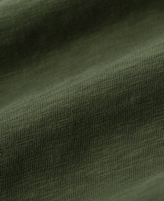 fabric texture of Vintage Slub Cotton Cap Sleeve T-Shirt - Olive