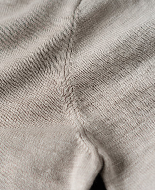 Slub Cotton Long Sleeve Knit Polo - Oatmeal