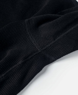 Schwere Unterwäsche aus Waffelbaumwolle – Schwarz