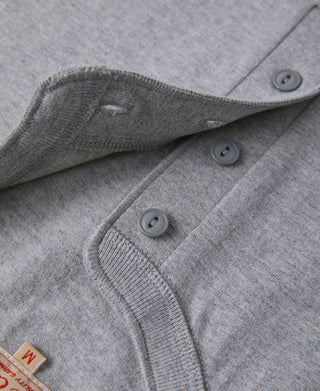 9.3 oz Cotton Tubular Henley T-Shirt - Gray