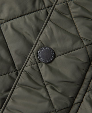 Corduroy Trimmed Diamond Quilted Field Vest – Olive