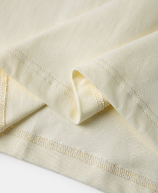 hem detail of Vintage Short Sleeve Henley T-Shirt - Cream