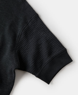 Honeycomb Waffle Knit T-Shirt - Vintage Black
