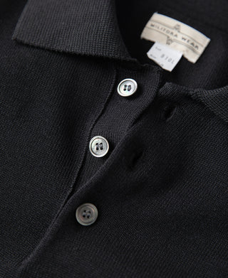 Lot 910L Long Sleeve Knitted Polo Shirt - Black