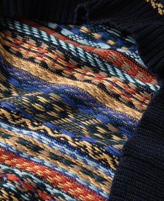 Fair Isle Wool Blend Knit Vest - Navy