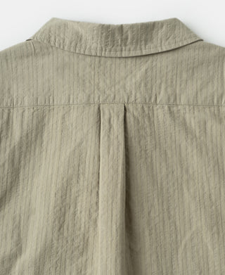 back view of Italian Collar Salt-Shrunk Shirt - Khaki Green
