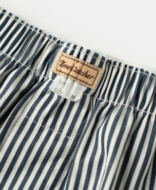 1950s Cotton Boxer Shorts - Blue Stripes