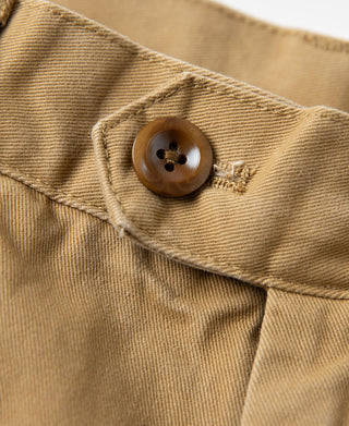 1930's IVY 스타일 더블 플리츠 치노 팬츠 - 옐로우