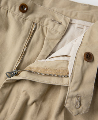 1930s IVY Style Double Pleated Chino Trousers - Khaki