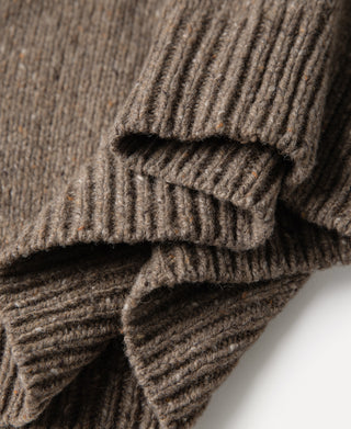 Roll Neck Pure Wool Fisherman Sweater - Brown